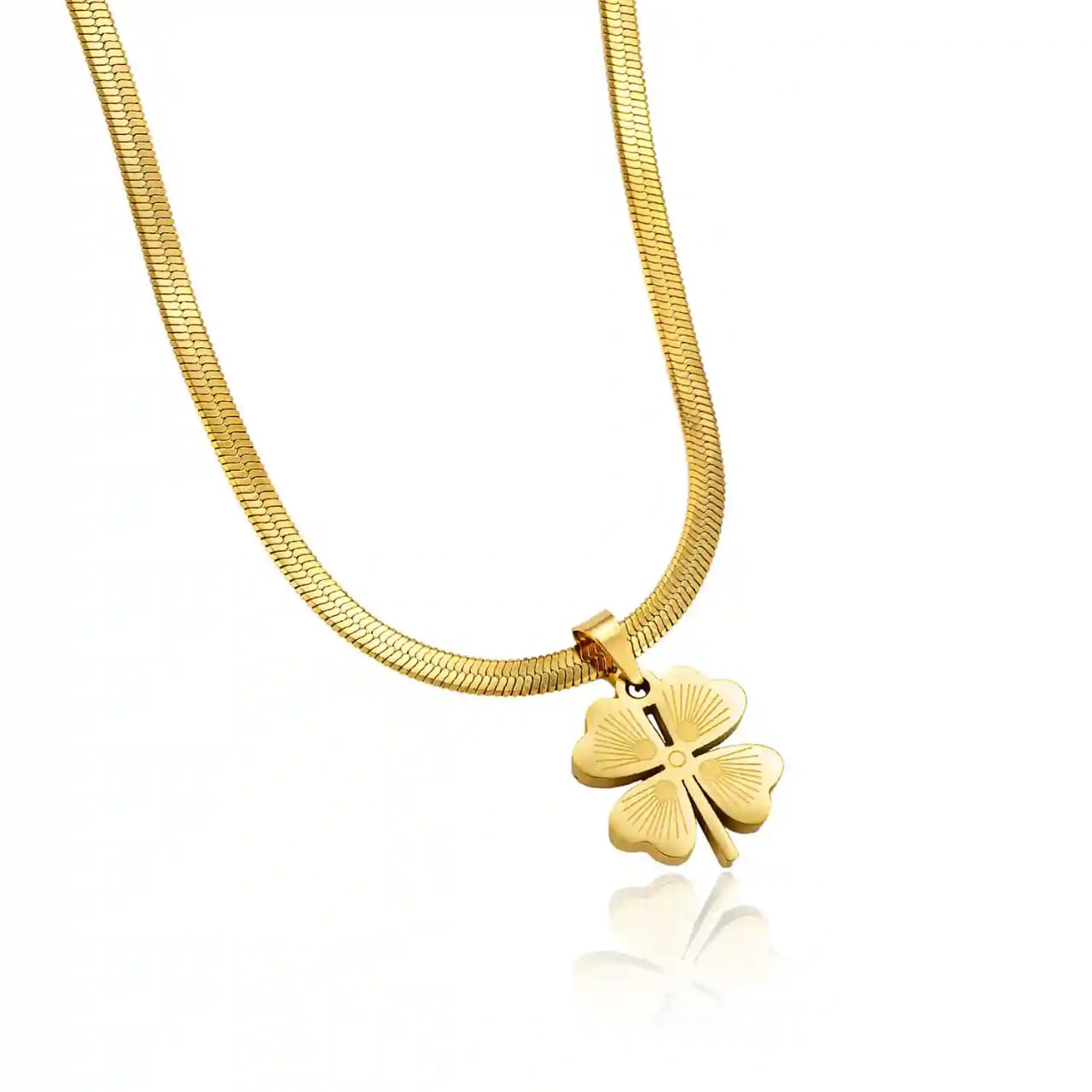 Light Luxury High-End Four-leaf Clover Necklace Set Elegant Titanium Steel Trendy Gold-Plated Women's Clavicle Chain