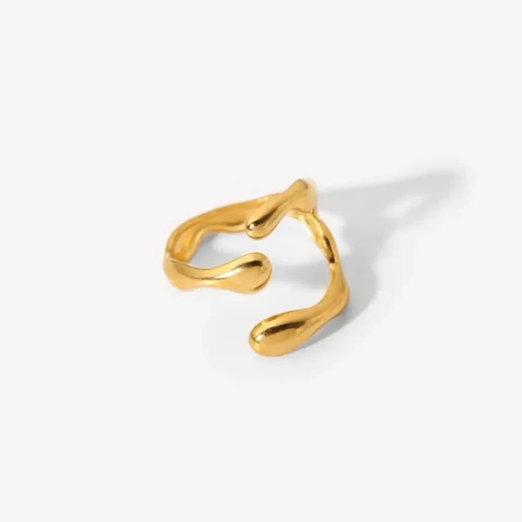 Stylish Gold Plated Open Ring Design for Women on Finger