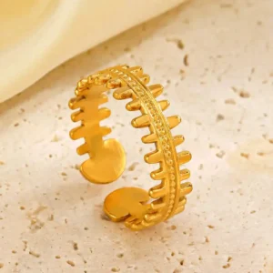 A premium adjustable ring crafted from 925 sterling silver and finished with elegant 18K gold plating. Designed for all genders, this luxury ring combines timeless beauty, comfort, and long-lasting shine—perfect for everyday wear and gifting.